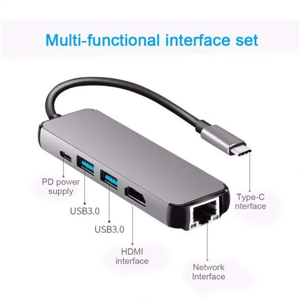 Концентратор USB Type C Hdmi с поддержкой 4K концентратор до Gigabit Ethernet Rj45 сетевой адаптер