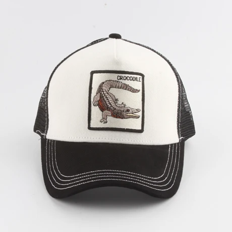 crocodile whiteblack Новая бейсбольная Кепка с вышивкой волка, мужская и женская бейсболка в стиле хип-хоп, летняя кепка с дышащей сеткой - Цвет: crocodile whiteblack