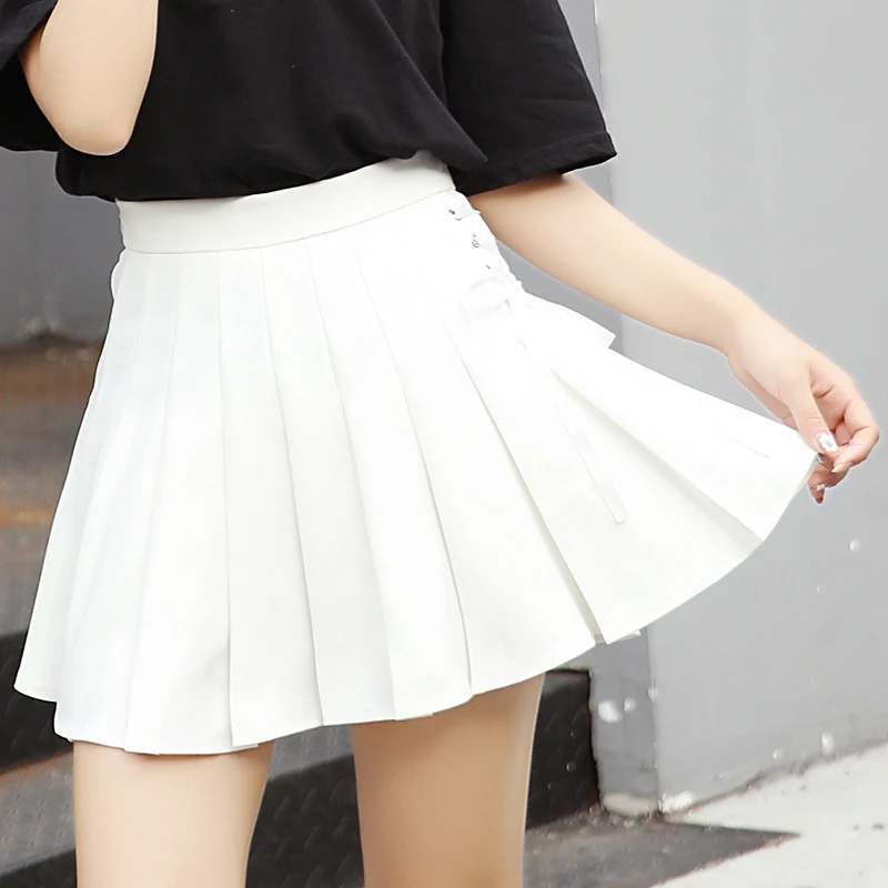 Женская плиссированная мини-юбка в стиле преппи Харадзюку с кружевами для