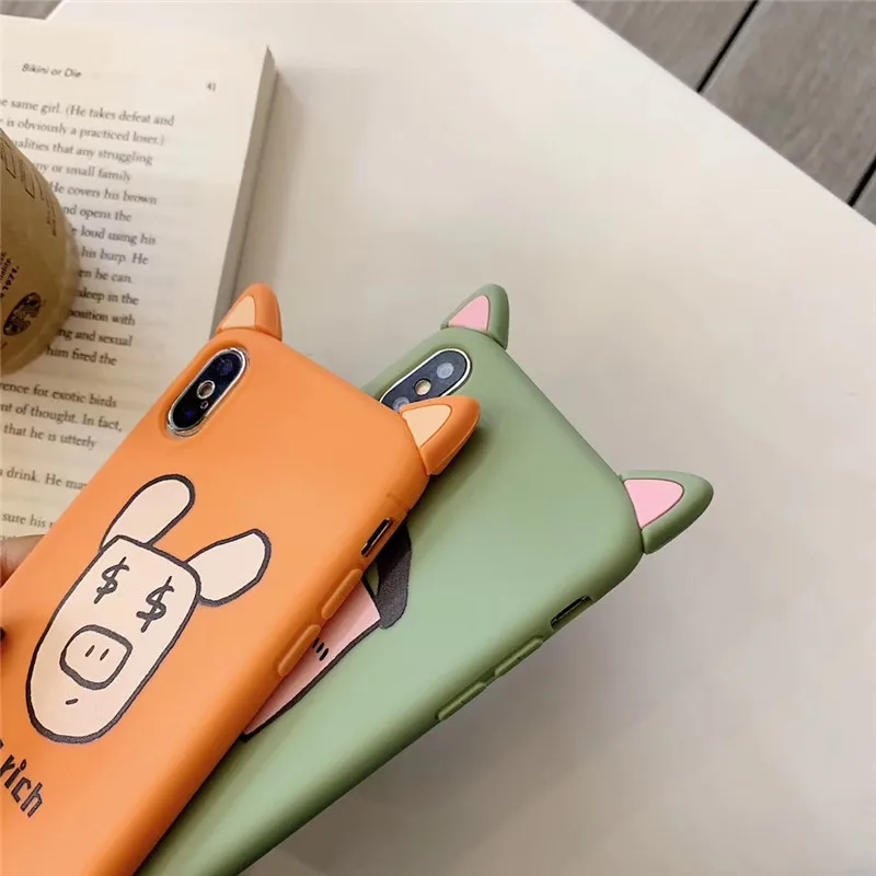 Cute Cartoon Couples Phone Case For iphone XMax XS XR Soft TPU Fundas Iphone6 6S 7 8 Plus Lovely Piggy Pattern Capa |