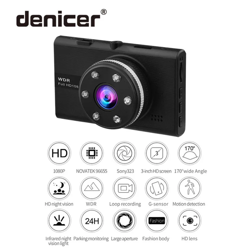 FHD Dash Cam 1080P Dashboard 3.0 A Clearly Infraded Night Vison Car DVR with Cyclic Record Motion Detection Function Camera | Автомобили и