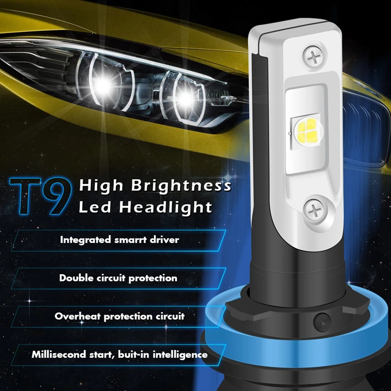 TUINCYN 9012 HIR2 светодиодный фонарь для автомобильных фар 6500K белый противотуманный фара 60 Вт Мощный CREEChips XHP50 светодиодный