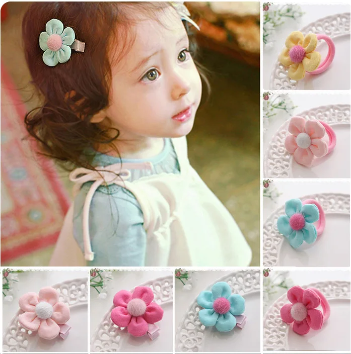 

2PCS/Lot Flower Cloth Fabric Hair Rope Floral Girls Hair Accessories Hair Clips Kids Popular Cute Sweet Hair Clips High Quality