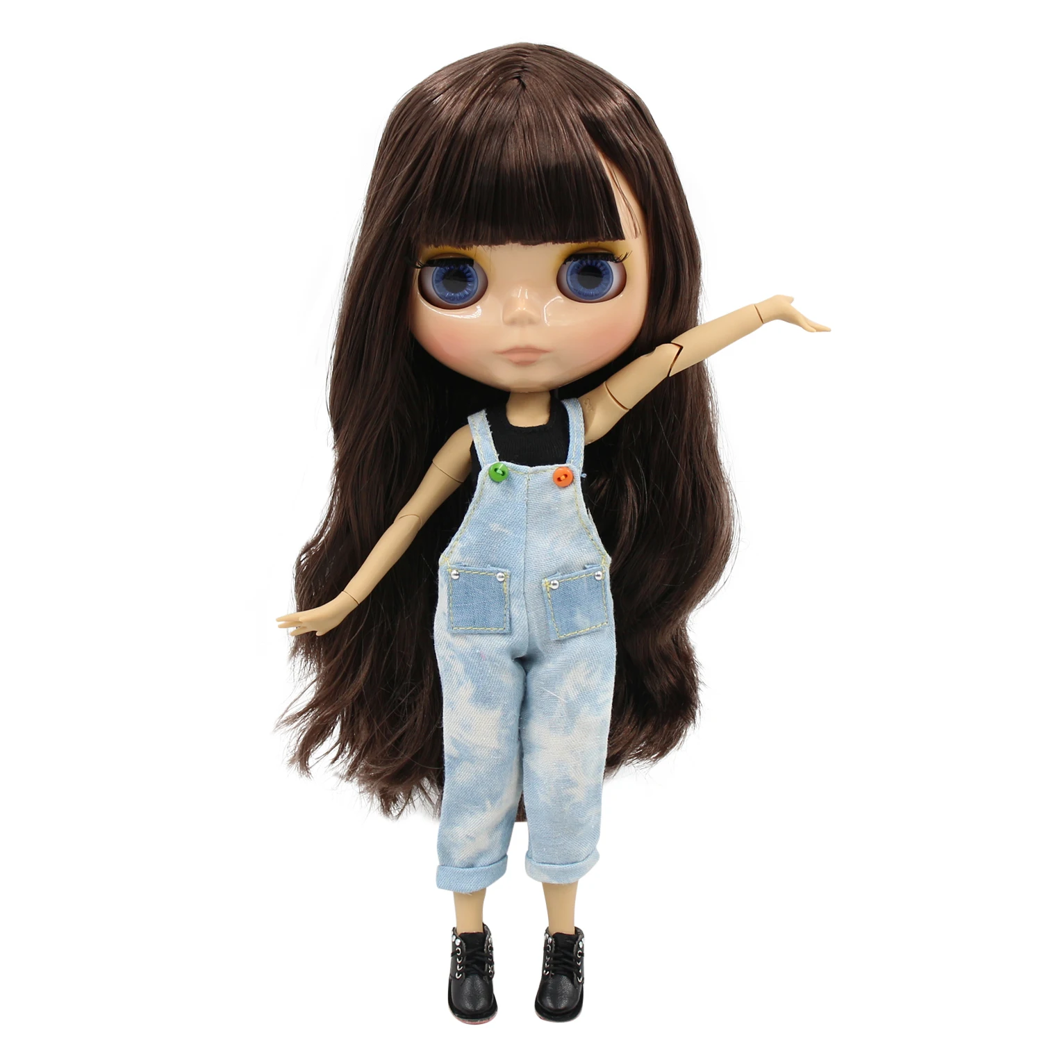 

ICY DBS Blyth doll 1/6 bjd tan skin joint body brown hair with bangs 30cm toy