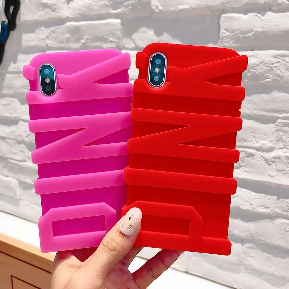 3D розового цвета с буквенным принтом с рисунком кота из мультфильма мягкий силиконовый резиновый чехол для телефона Apple iPhone 8 7 Plus 6 6S Plus X Plus Чехлы для задней панели мобильного телефона чехол для телефона Capa