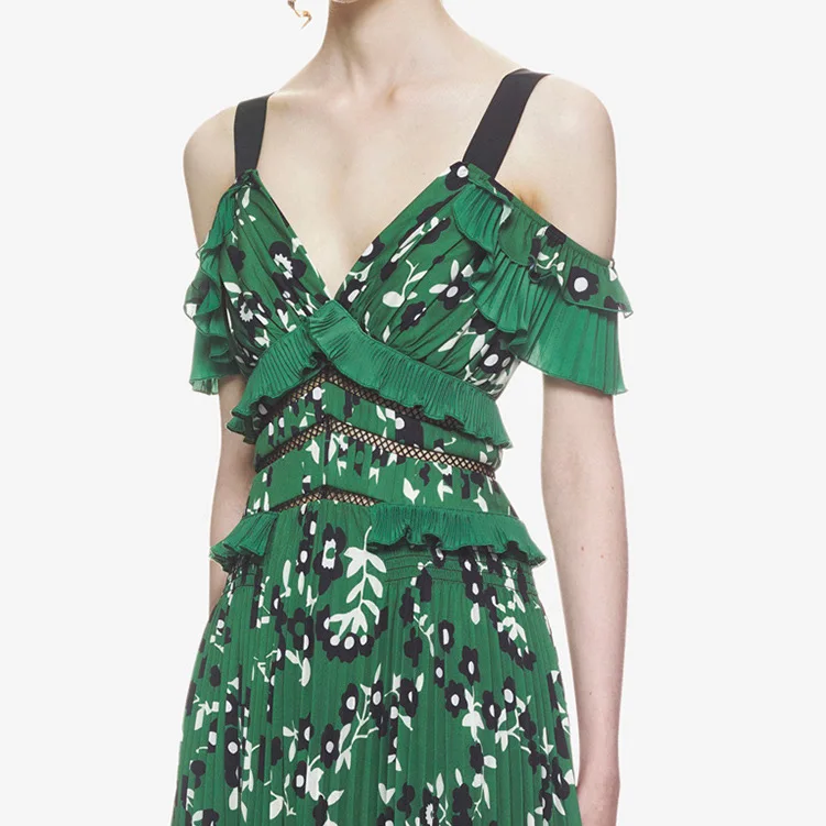 Женское платье на тонких бретельках SHTONGHUA красное с цветочным принтом лето 2019 |