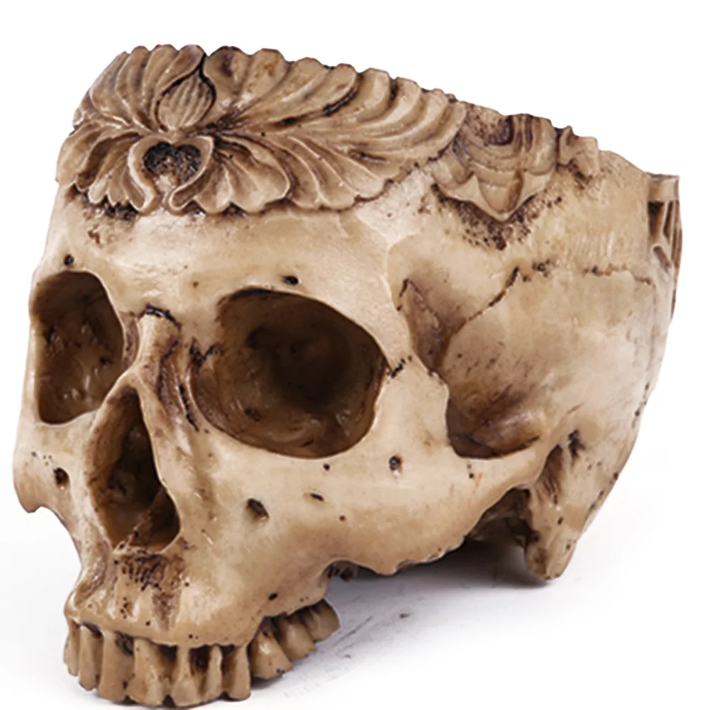 Череп вырезанный вручную цветочный горшок с костями Декор для дома и сада