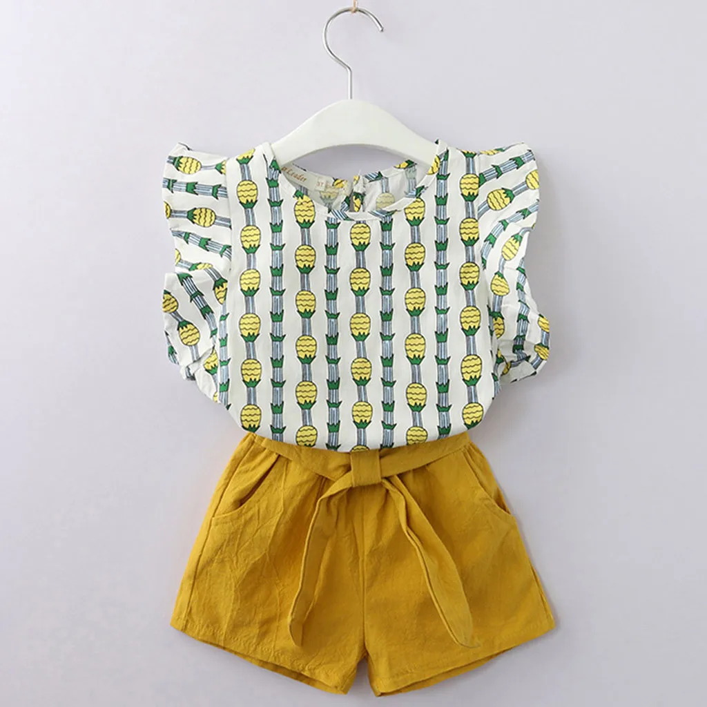 Летняя детская одежда для маленьких девочек комплект одежды из 2 предметов