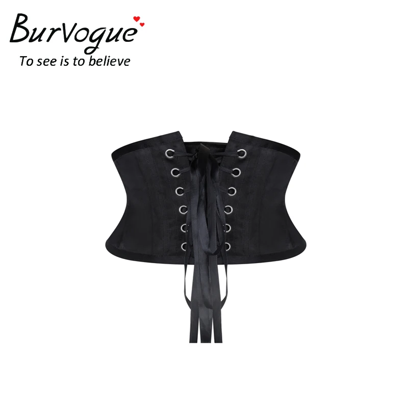 Burvogue, женские корсеты для тренировок, для похудения, пояс, короткий торс, атласный корсет под грудь, сексуальный, на шнуровке, бюстье и корсеты