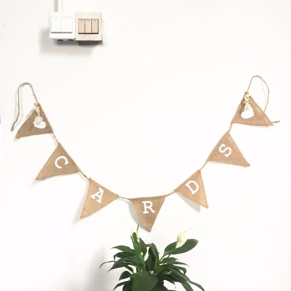 7 флагов 2 м знак 'карты' Любовь Сердце Мини гессианская Мешковина Баннер