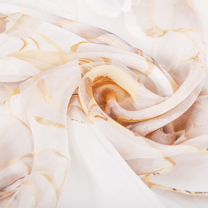 [BYSIFA] женские весенние белые шифоновые шелковые шарфы новый цветочный дизайн