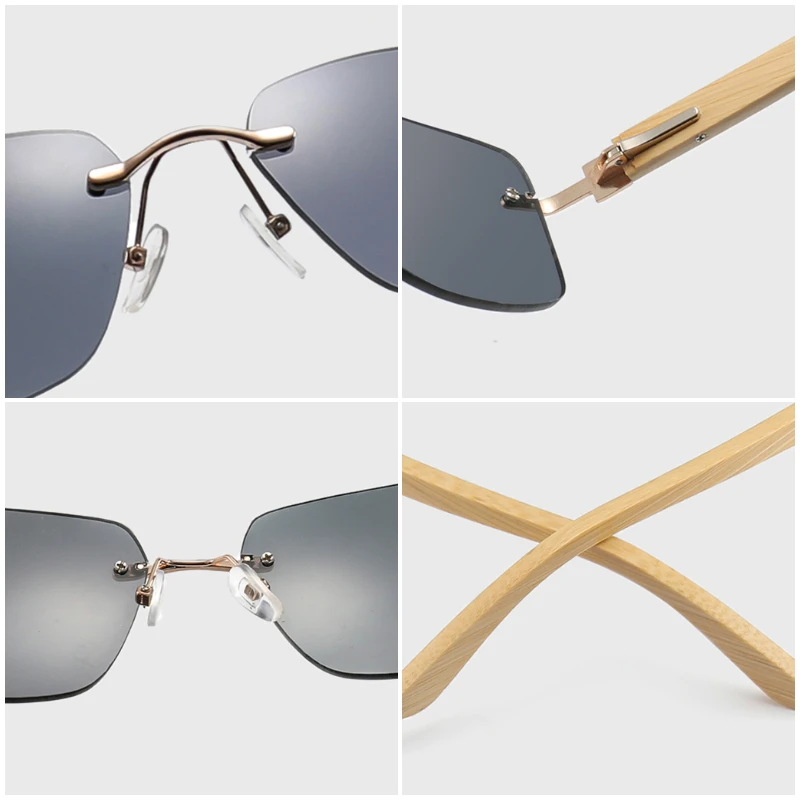 Мужские и женские очки без оправы TOEXPLORE бамбуковые солнцезащитные с деревянным