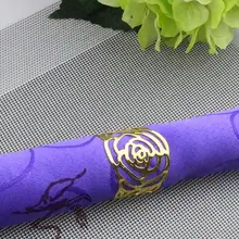 60 шт./лот кольца для салфеток с золотой розой металлические