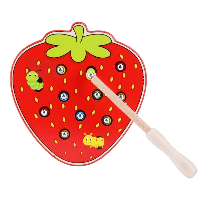 Ловите Червячные игры цветная Когнитивная Магнитная игрушка клубника детские