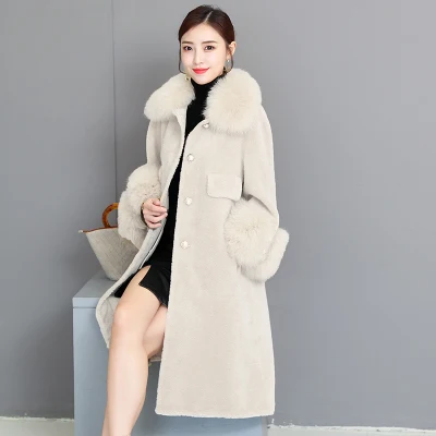 Шуба из натурального меха женская шуба овчины 2018 осенне-зимняя новая длинная