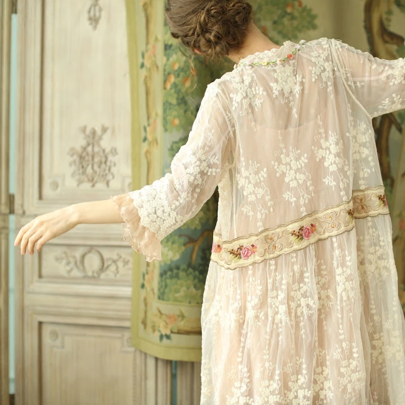 

Женский винтажный кардиган LYNETTE'S в китайском стиле, с вышивкой в стиле девушки из леса, весна-осень