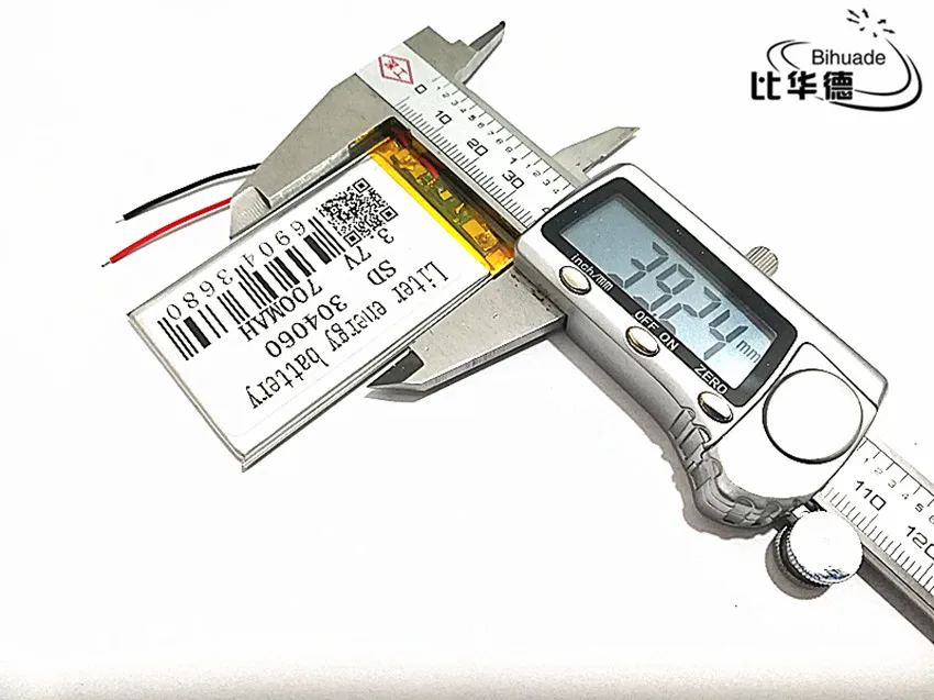 3,7 V, 700 мАч, 304060 PLIB; полимерная литий-ионная/литий-ионный аккумулятор для gps, mp3, mp4, mp5, dvd, bluetooth, мобильный телефон, динамик