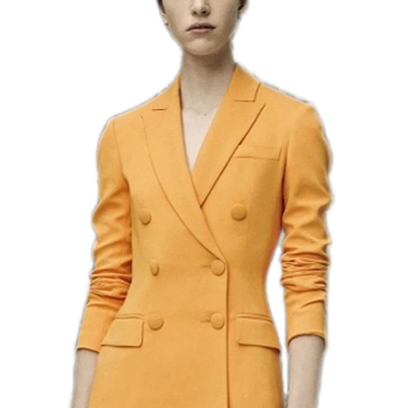 Весенний модный темпераментный тонкий двубортный костюм куртка + сексуальная