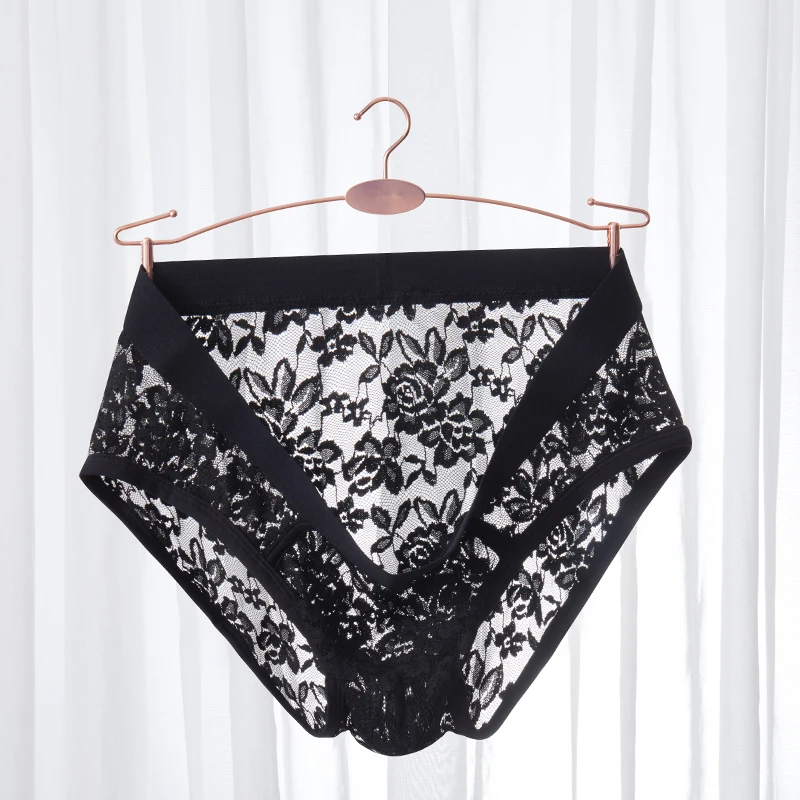 Сексуальное нижнее белье для мужчин короткие шорты кружевные трусы Мужские
