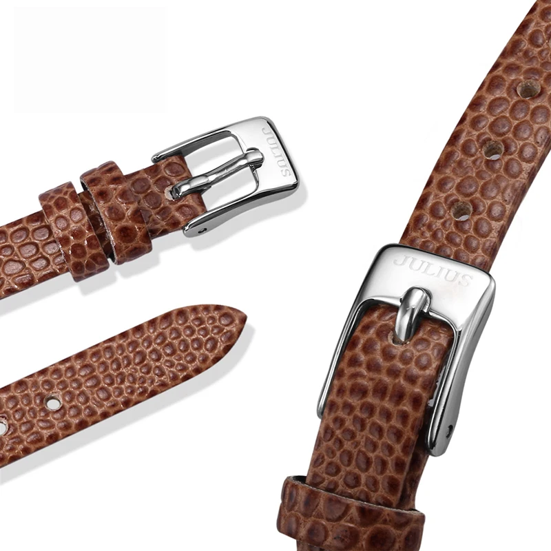 Julius брендовые сексуальные кожаные часы женские с ромбовидным режущим столом