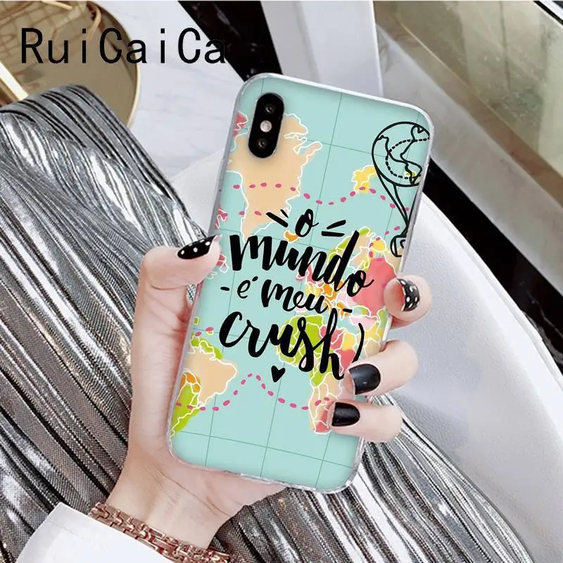 Чехол для телефона RuiCaiCa с картой мира iPhone 5 5Sx 6 7 7plus 8 8Plus X XS MAX XR 11 11pro 11promax|Бамперы| |