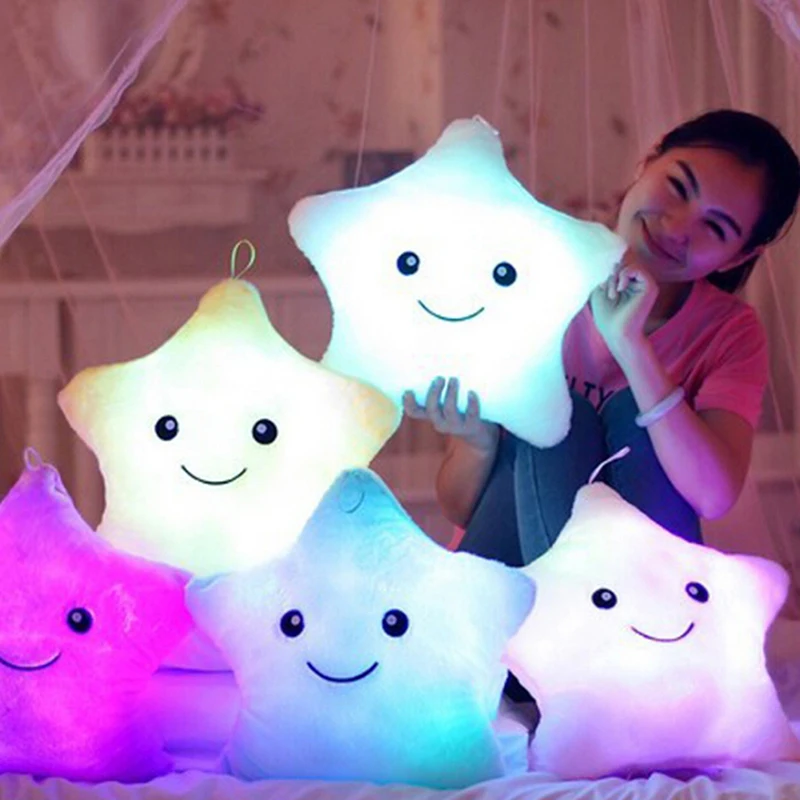 Мягкие куклы светодиодные звезды свет красочные подушки популярный плюшевый