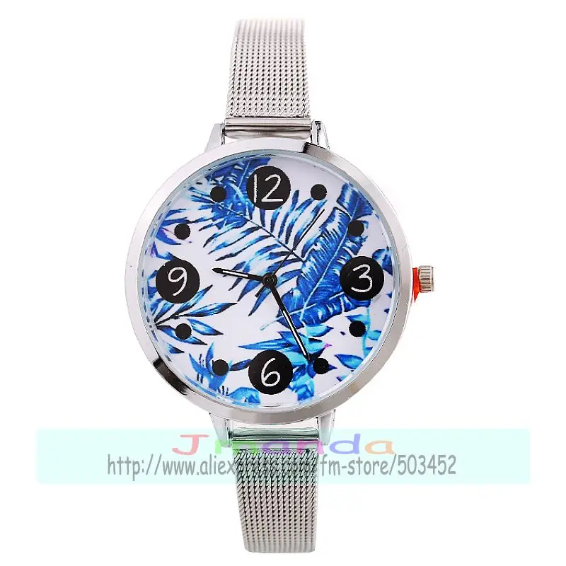 100 шт./лот модные наручные часы с серебристым ремешком Лебедь бабочка циферблат