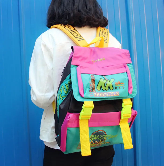 Mochilas Mujer 2018 Ретро нейлоновые мягкие рюкзаки на молнии и застежке рюкзак с принтом