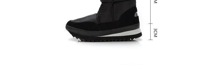 OUKAHUI Unisex 36-47 Plus Size Snow Boots Men Winter Shoes Waterproof Non-Slip Solid Color Black Thicken Warm Mid-Calf Boots