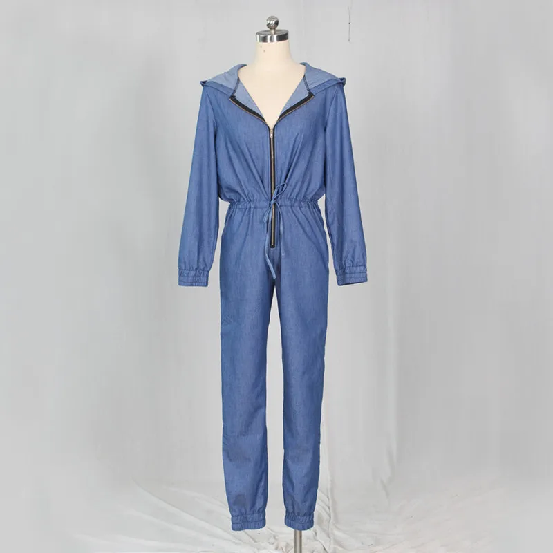 2019 весенний винтажный джинсовый комбинезон с отложным воротником и длинными