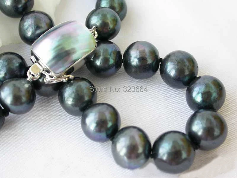 17&quot 12mm round Tahitian black FW pearl necklace mabe | Украшения и аксессуары