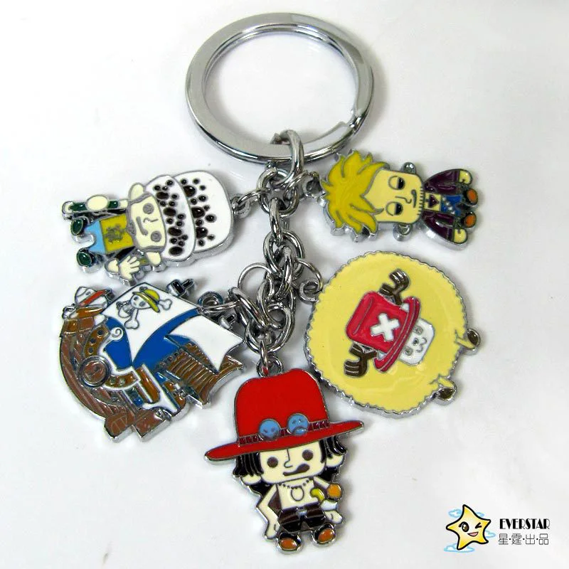 One Piece 4 3D аниме брелок Хацунэ Мику ключ из металлического сплава кольцо JOJO мультфильм косплей аксессуары Kuroko No Basuke творческая коллекция - Цвет: One Piece 4