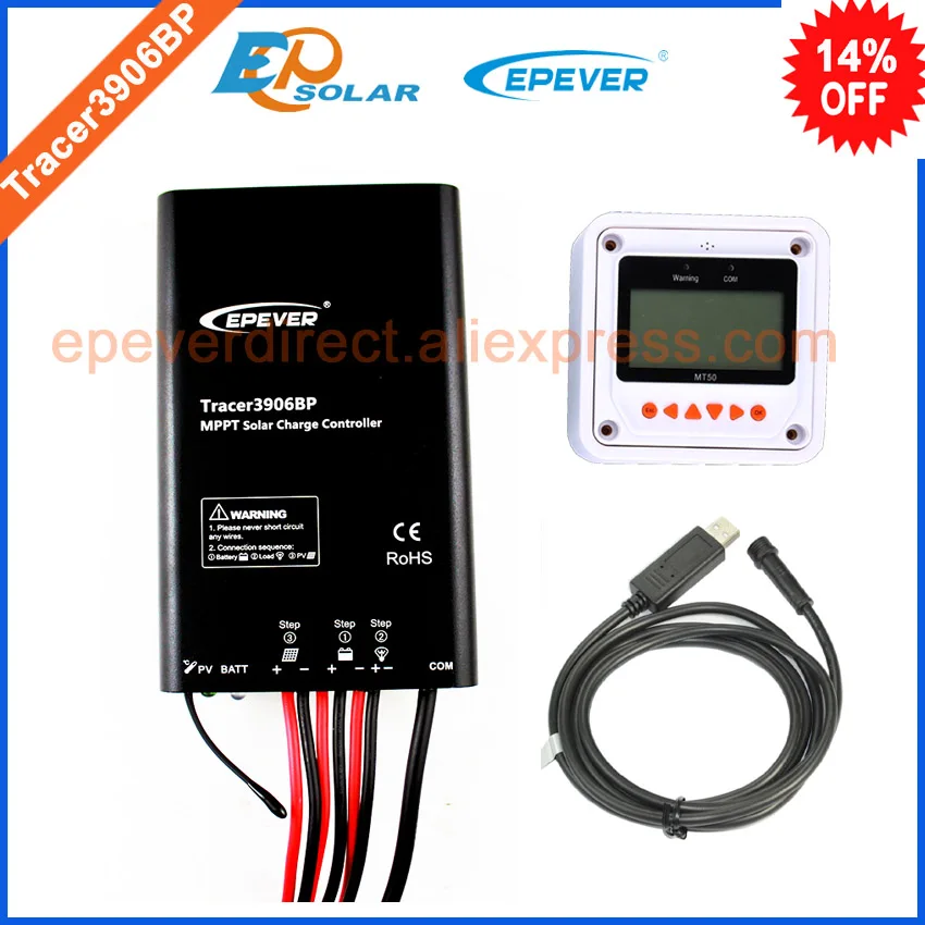 24 вольт 15amp панель солнечной батареи Регулятор EPEVER Tracer3906BP MT50 метр и USB кабель для