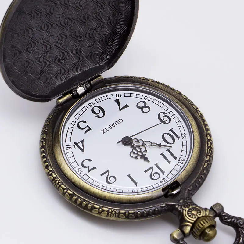 Высококачественные бронзовые кварцевые карманные часы военные с цепью на