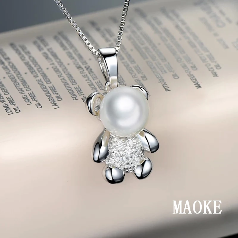 Акция S925 SV натуральный пресноводный жемчуг Медвежонок Кулон Модные ювелирные
