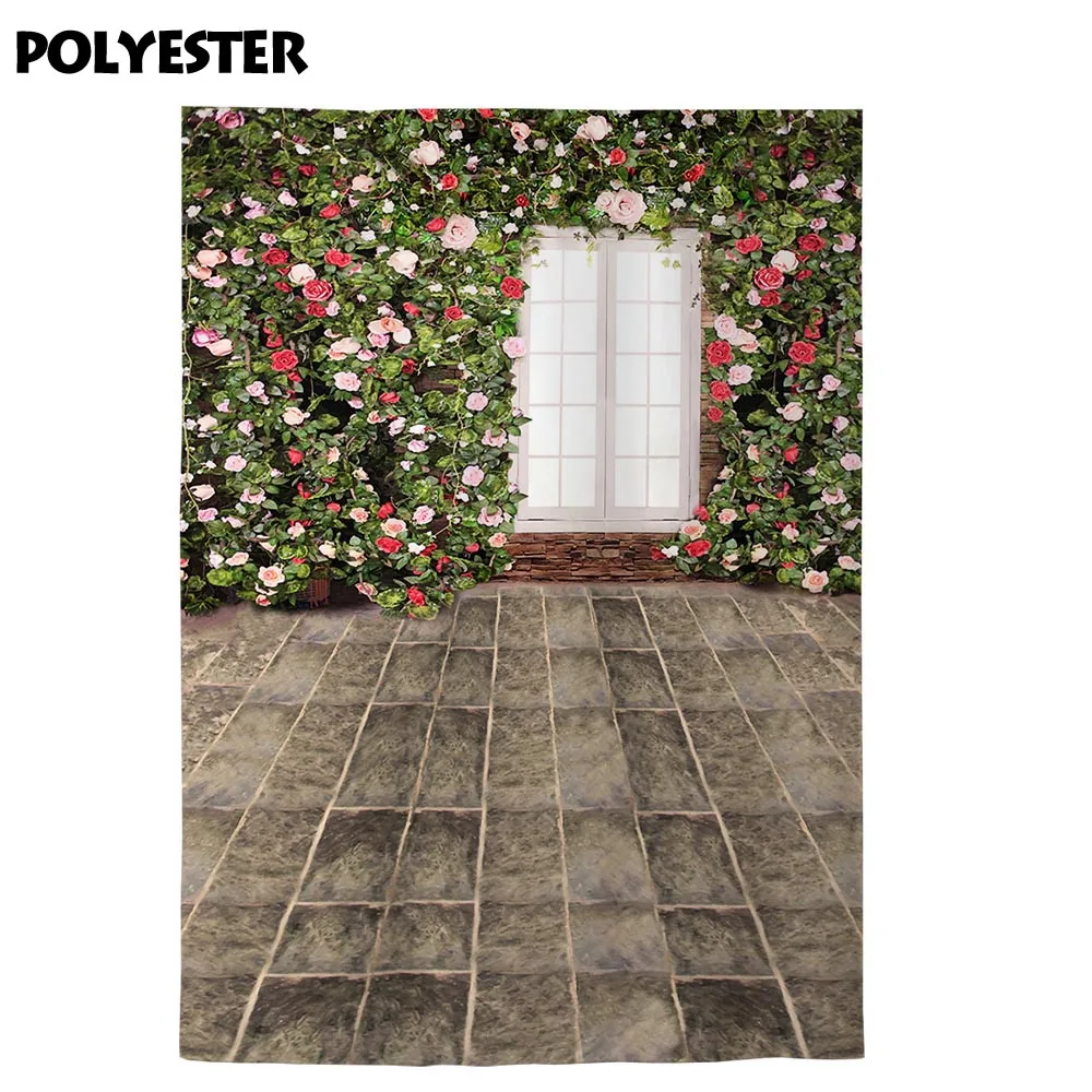 Funnytree backgrounds for photography studio flowers wall window spring brick floor professional backdrop photocall photobooth |