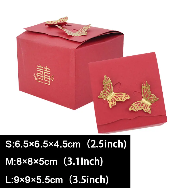 AVEBIEN 20pcs Two Butterflies Wedding Decoration Favors and Gifts For Guests Candy Box Red Cardboard Event Party Supplie | Дом и сад