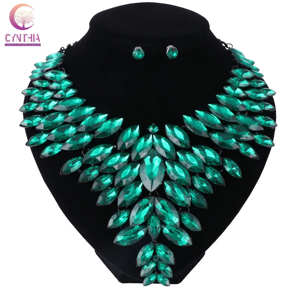 Трендовые Роскошные Драгоценные цветы кристалл мода длинный массивный