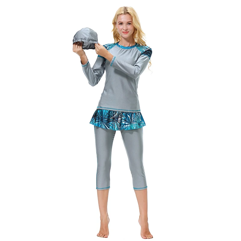 Мусульманский купальник исламский женский Принт скромный хиджаб размера плюс