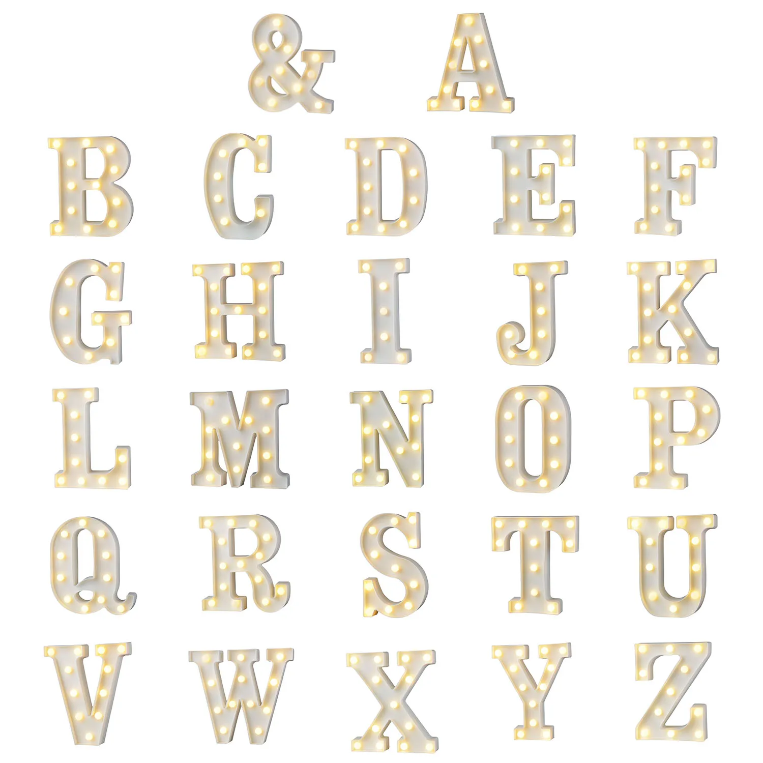 

26Letter LED Night Light Marquee Sign Alphabet Light Warm White Lamp Home Club Outdoor Indoor Wall Decor Valentine's Day Gift