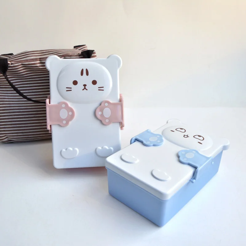 Ланчбокс с мультяшным котом для микроволновой печи пластиковый портативный