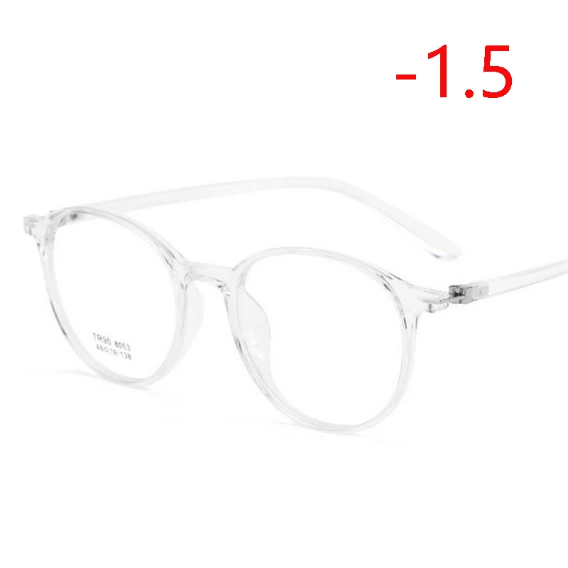 Myopia 150 TR90 прозрачные круглые близорукие очки для женщин 1,56 асферические линзы очки по рецепту для мужчин диоптрий 0-0,5-1,0 до-4,0 - Цвет оправы: Myopia 150