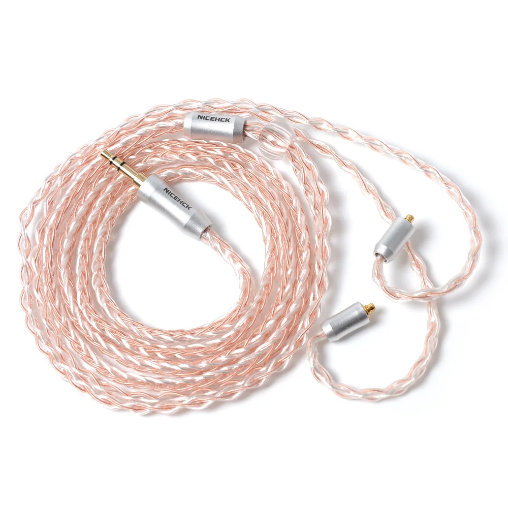 NiceHCK 8 ядро Медь серебро смешанные кабель MMCX/2Pin 3 5/2 5/4 4 мм для съемки C12 C16 ZS10 ZSX V90 TFZ
