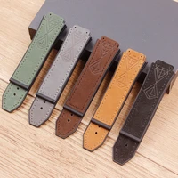 watch accessories 25 19mm crazy horse leather with rubber silicone strap for hublot belt strap big bang strap genuine