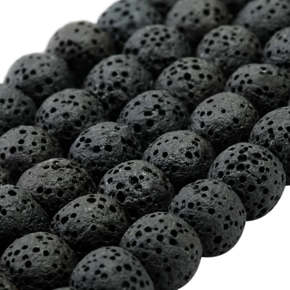 

TUMBEELLUWA Lava Rock Stone 8mm/10mm Round Loose Beads for Jewelry Making DIY Bracelet Necklace Strand 14"