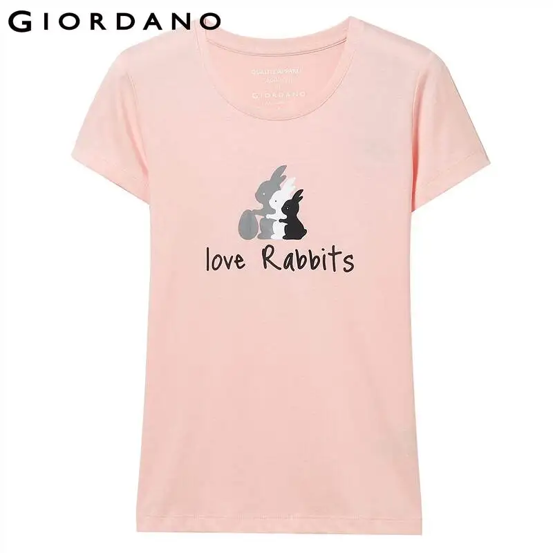Giordano футболка с короткими рукавами и круглым вырезом воротника принтом животных