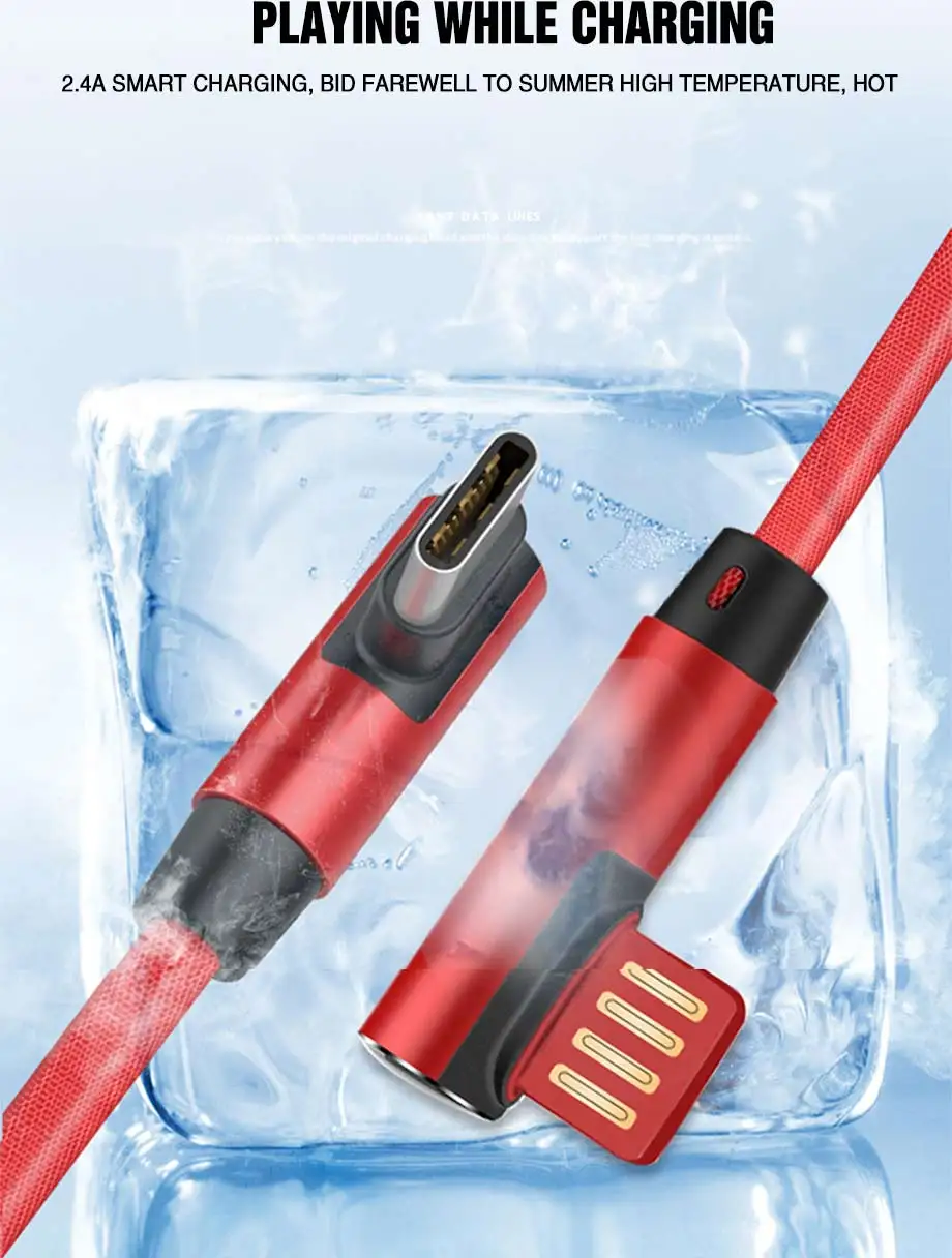 90 градусов 3A usb type C кабель для мобильного телефона для samsung huawei Xiaomi Redmi кабель передачи данных для быстрой зарядки для huawei type-C зарядное устройство
