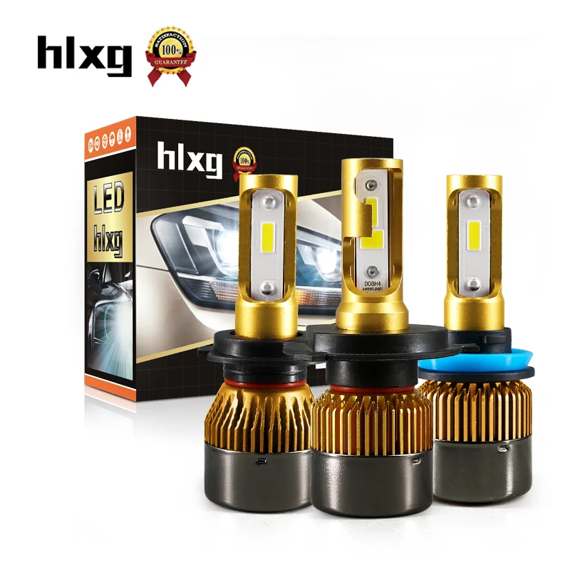 Hlxg 2 шт. мини H4 светодиодный H7 светильник лампы для автомобилей 6000K 8000K 72W фары 12000LM