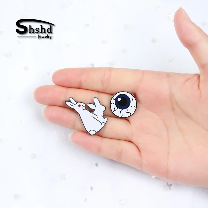 2 шт./компл. креативная белая брошь в форме кроликов эмалированная глазного