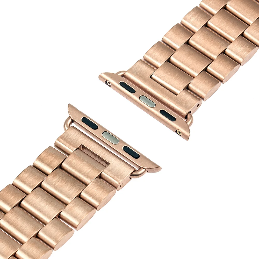 

Stainless Steel Watchband Classic Buckle Strap 22mm 24mm for iWatch Apple Watch 38mm 42mm with Link Connector Adapter Black Gold